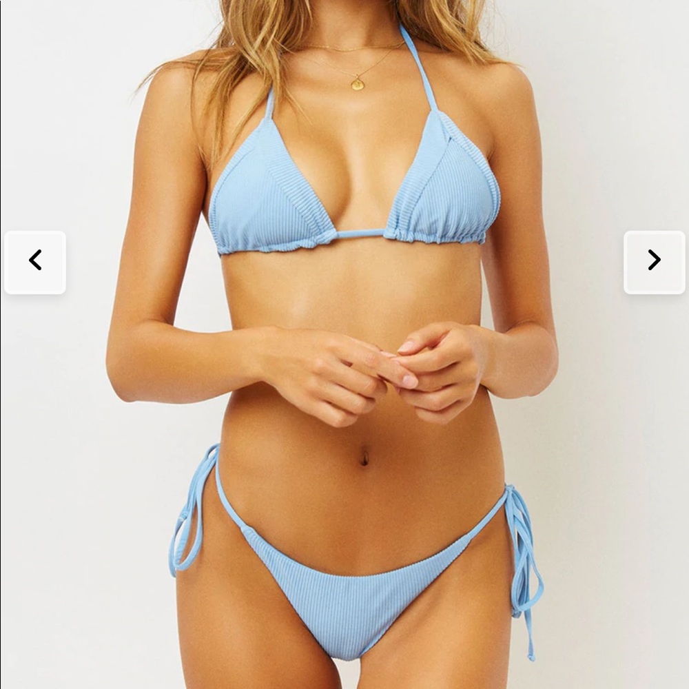 FRANKIES Sky blue bikini set in medium- brand new never worn in original package